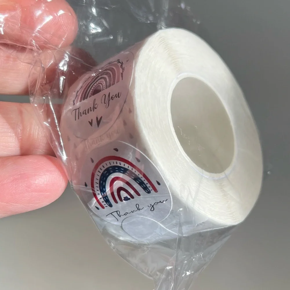Rainbow Thank You Stickers - Roll of 500 NEW